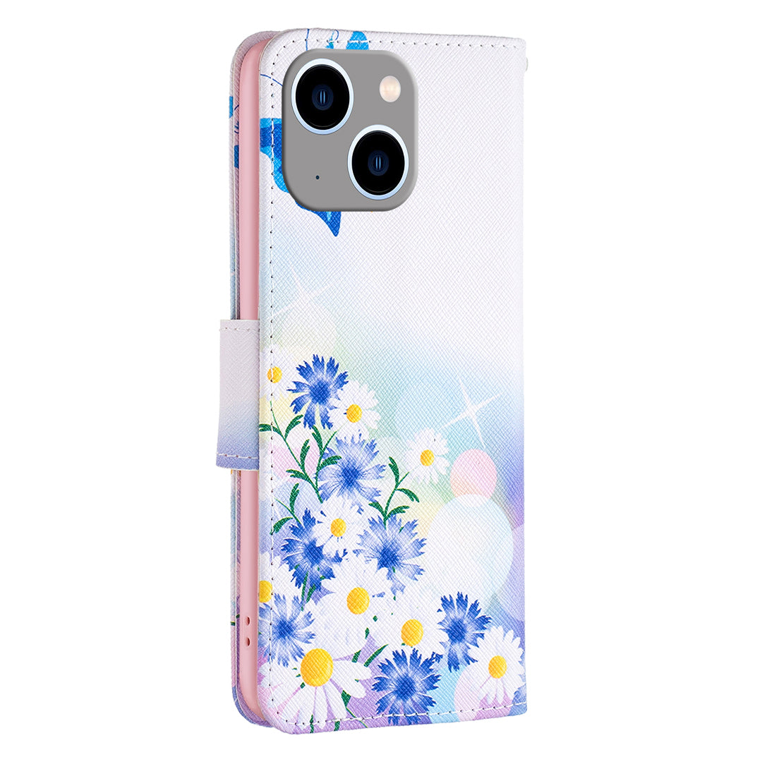 Pattern Printing Phone Leather Case for iPhone 15 Plus , Stand Wallet Full Protection Cover - Butterfly and Flowers Pattern Printing Phone Leather Case for iPhone 15 Plus , Stand Wallet Full Protection Cover - Butterfly and Flowers